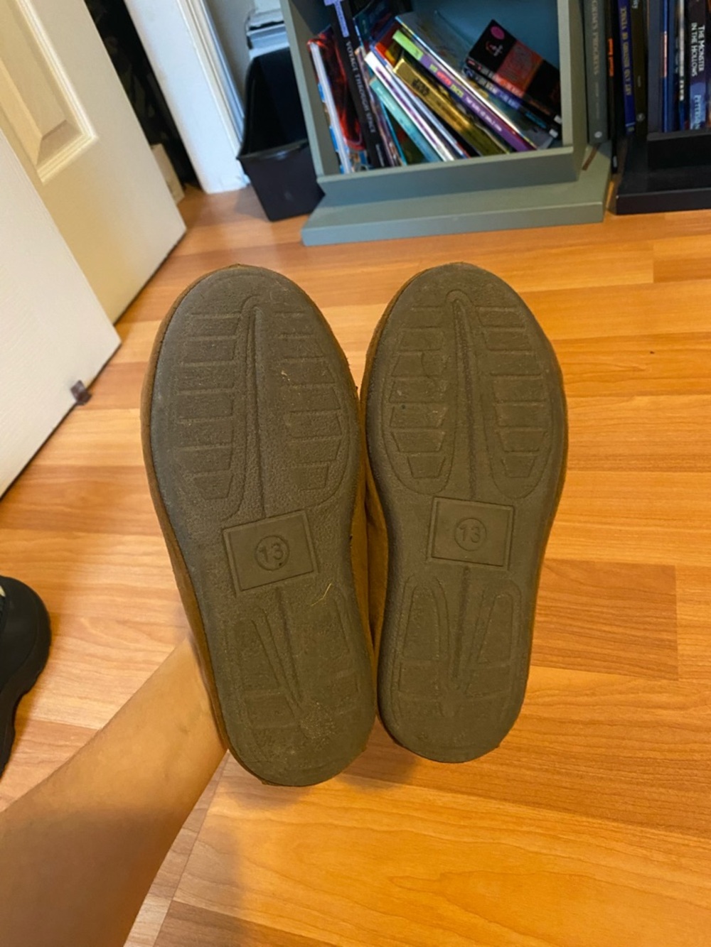 Boys Brown Suede Moccasin Slippers - Picture 3 of 6